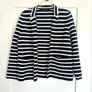 BANANA REPUBLIC striped knit open blazer Size M Navy/White